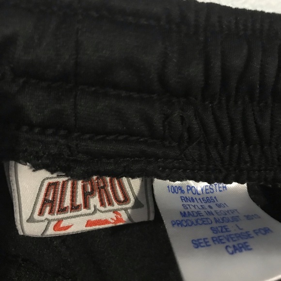 AllPro Men Long Black with Green Trim Sweatpants - Picture 2 of 2